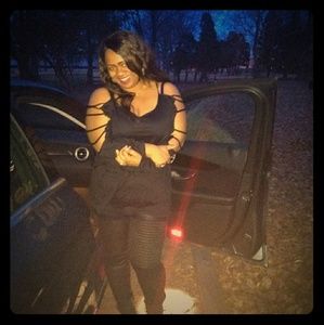 Black Shirt with cut out sleeve detail